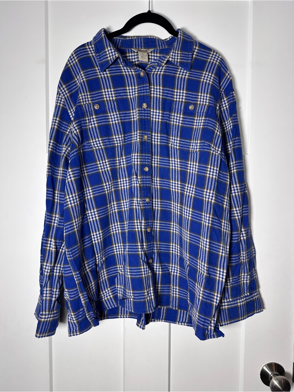 Duluth Trading Co Royal Blue Plaid 100% Cotton Women’s Button-Up Shirt